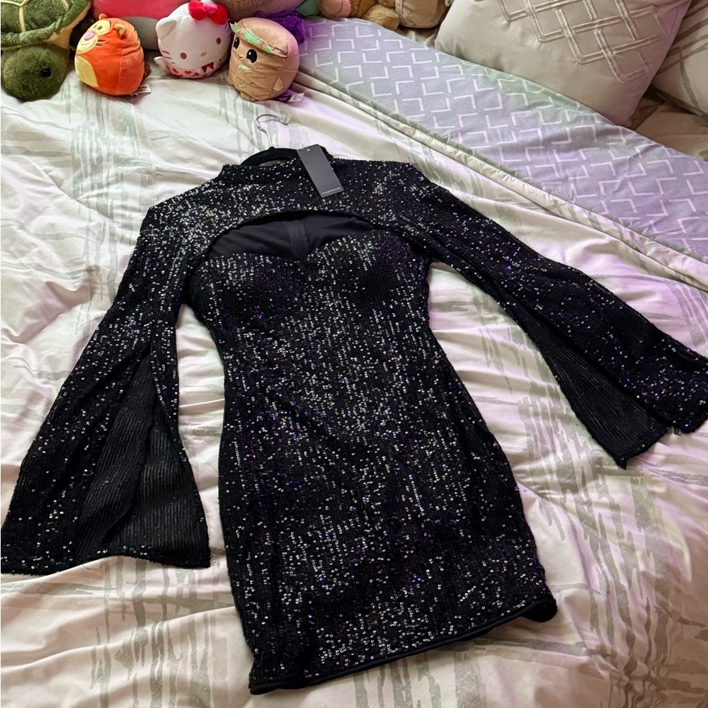 Fashion Nova Black Sequin Mini Dress